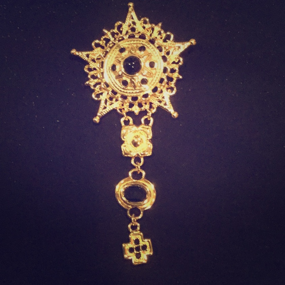 St John Gold and Black Brooch
